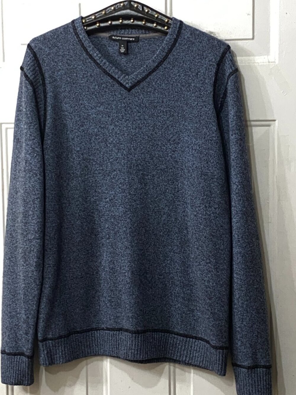 Autumn Cashmere Sz M Mens Sweater Pullover V-Neck Gray/Black Melange